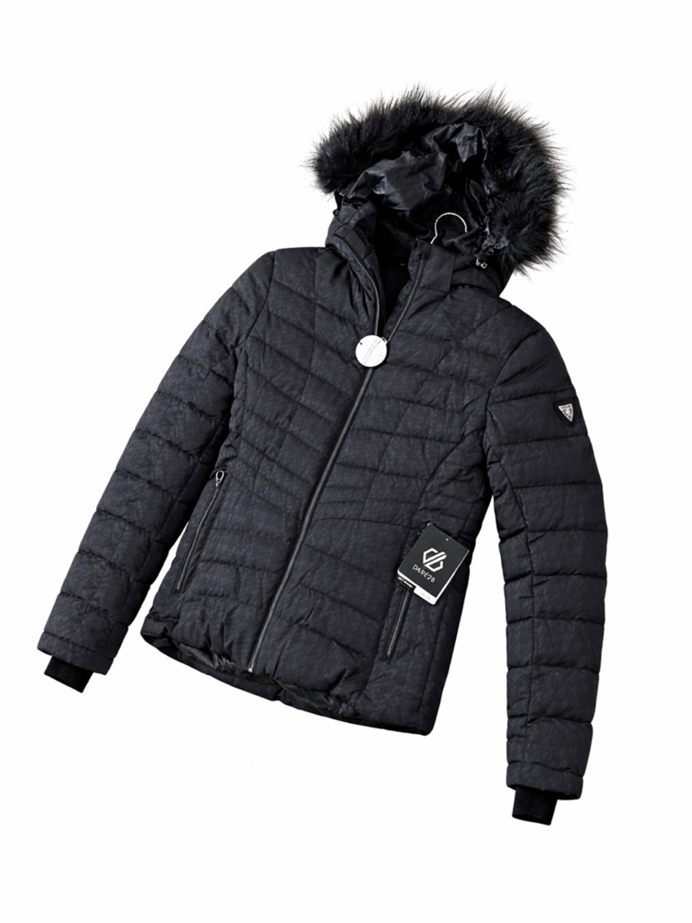 Dare2b Black Quilted Ski Jacket with Faux Fur Hood